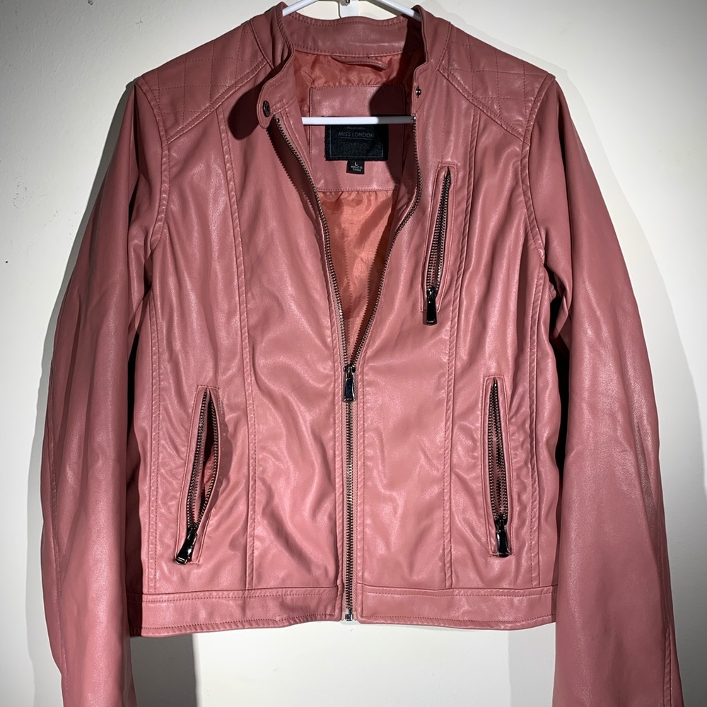 Miss London (pinkishtan color) faux leather jacket
